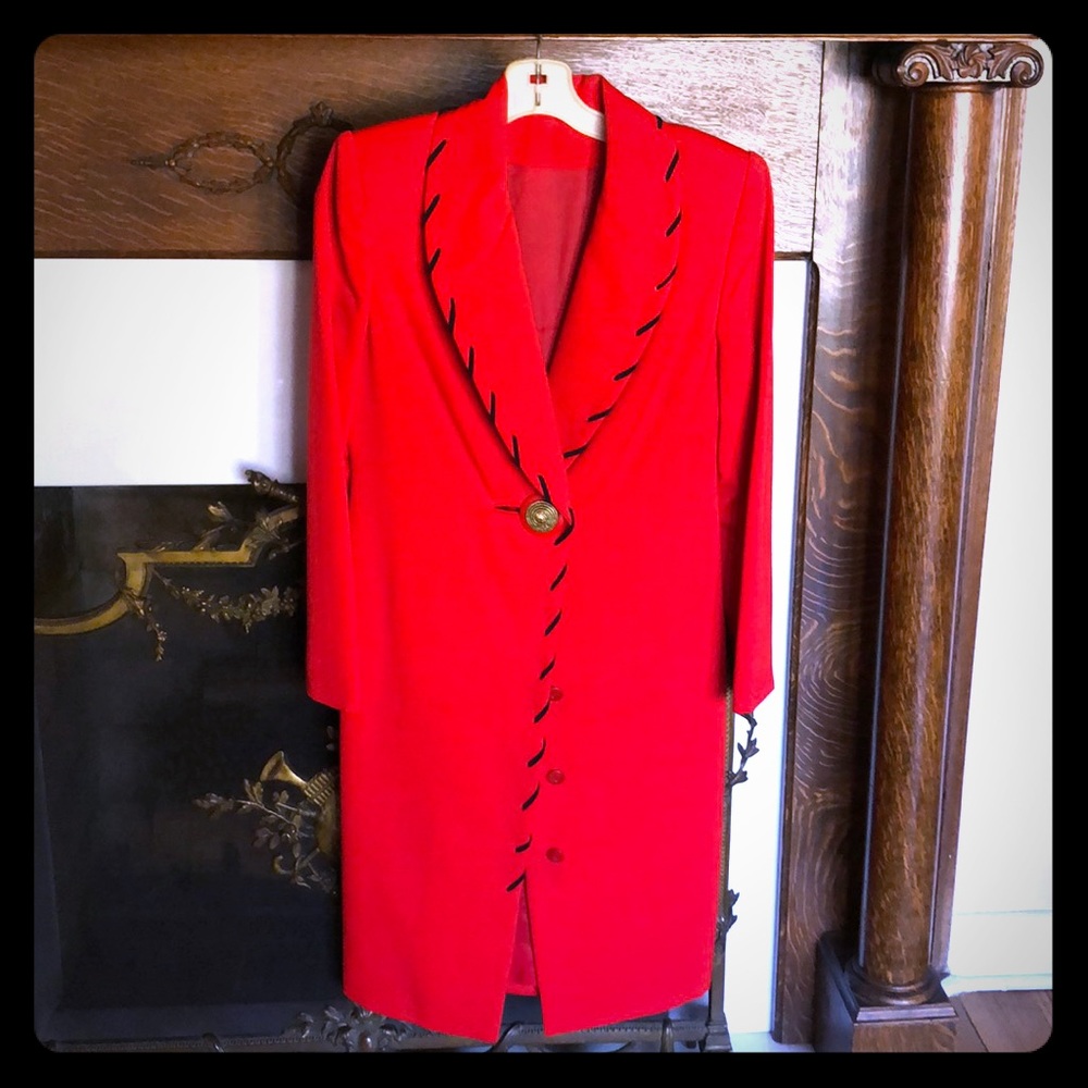 DAVID HAYES red coat dress vintage size 6